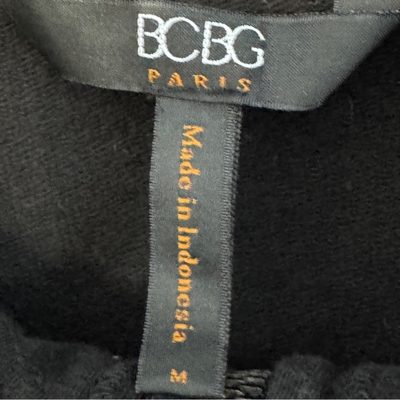 BCBG Paris Black Embellished Zip Hoodie Jacket Fits Junior M Y2K Stretch - Picture 5 of 7